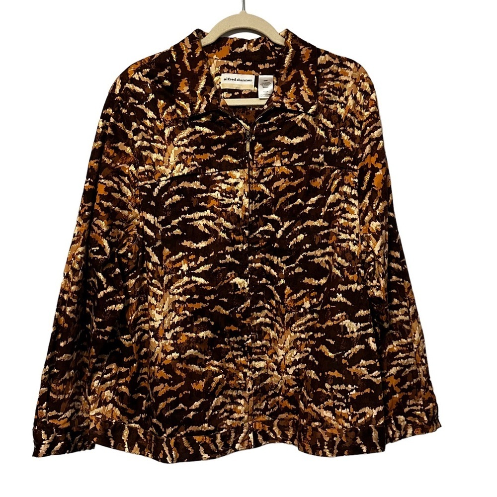 Alfred Dunner Animal Print Retro Earthy Indie Safari Blazer Jacket Size 18W